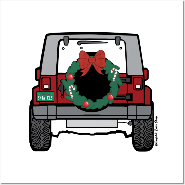 Santa's New Ride, Christmas Jeep © GraphicLoveShop Wall Art by GraphicLoveShop